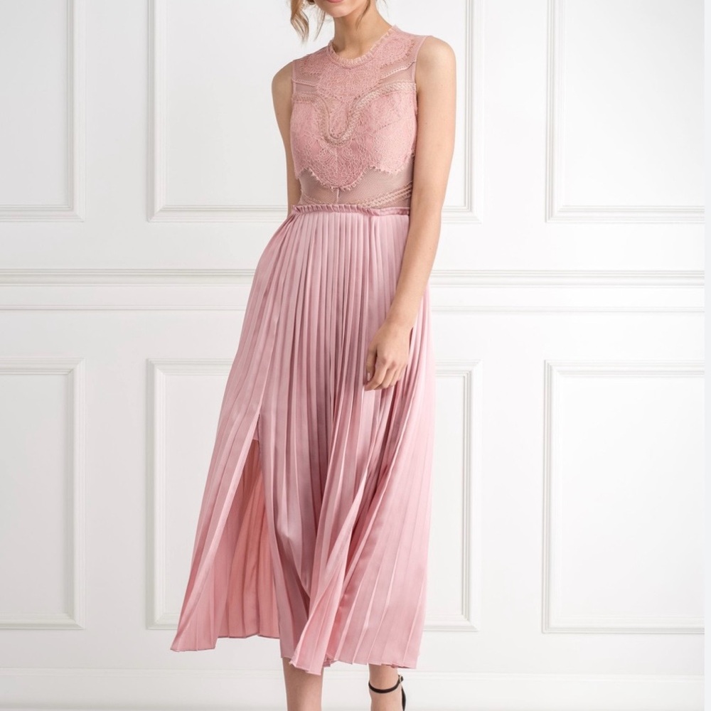 Three Floor by Anthropology Pink Mesh Detail Dress. Size 8